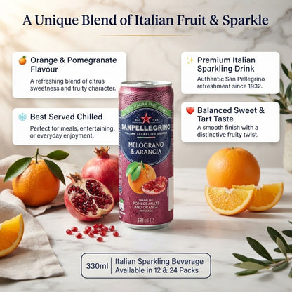 Sparkling pomegranate and orange fruit drink