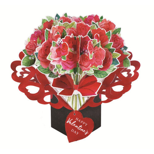 Pop up card with bouquet of roses