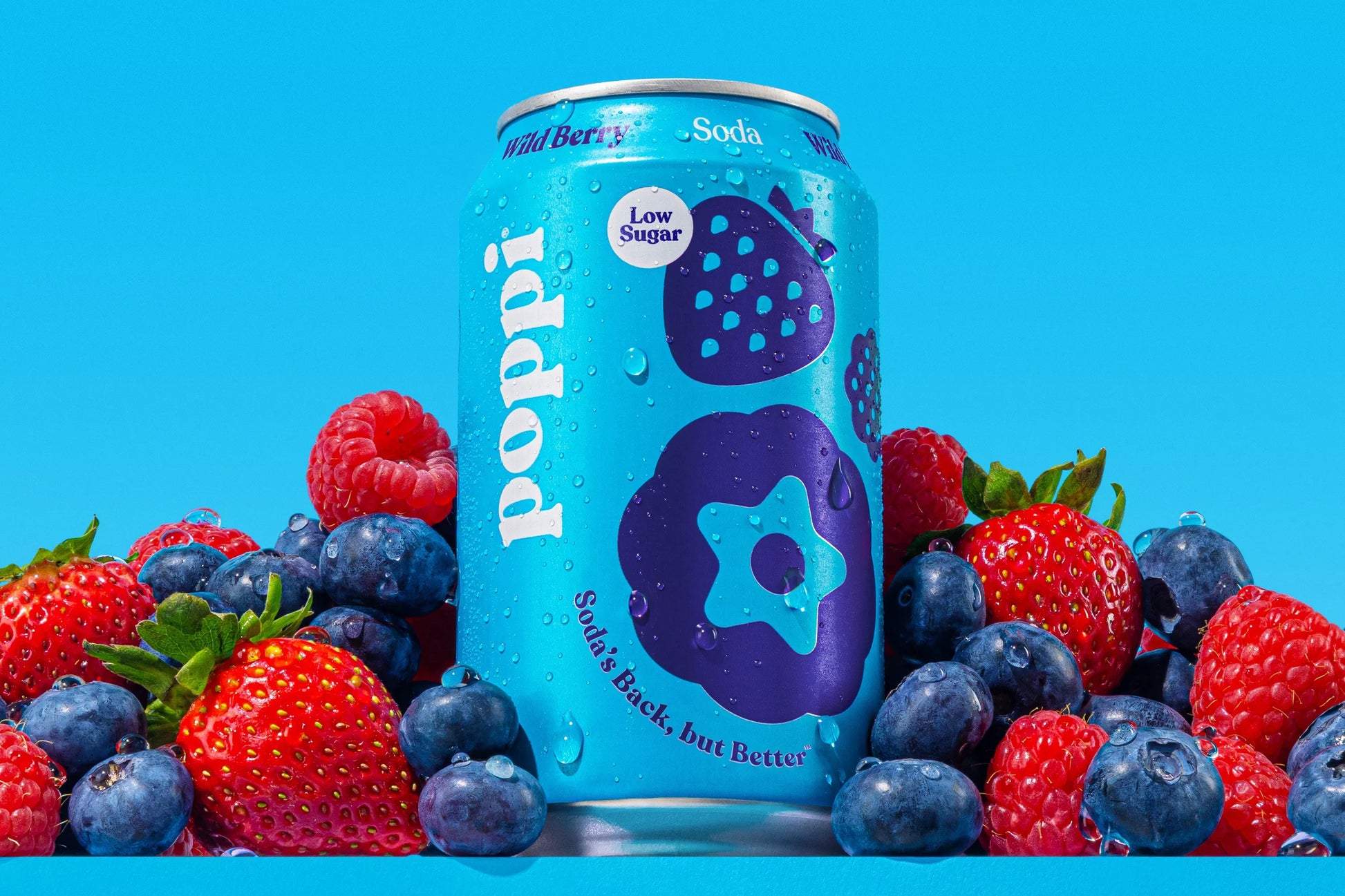 Low calorie wild berry fizzy beverage cans