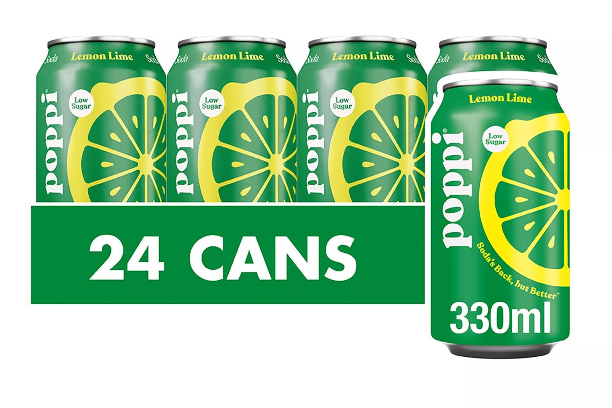 Poppi lemon lime soda 24 x 330ml cans pack