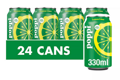 Poppi lemon lime soda 24 x 330ml cans pack