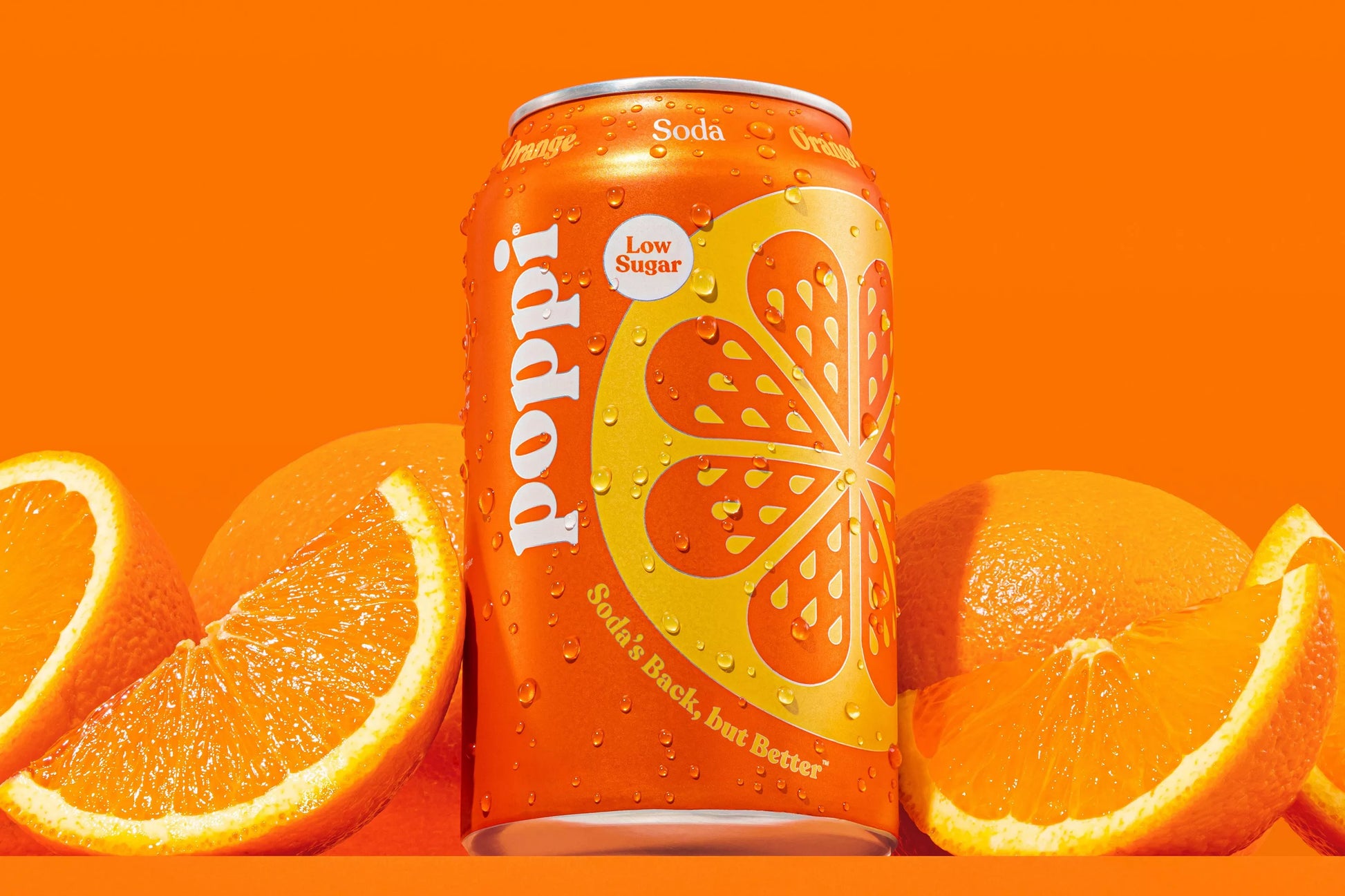 Low calorie orange fizzy soda beverage pack