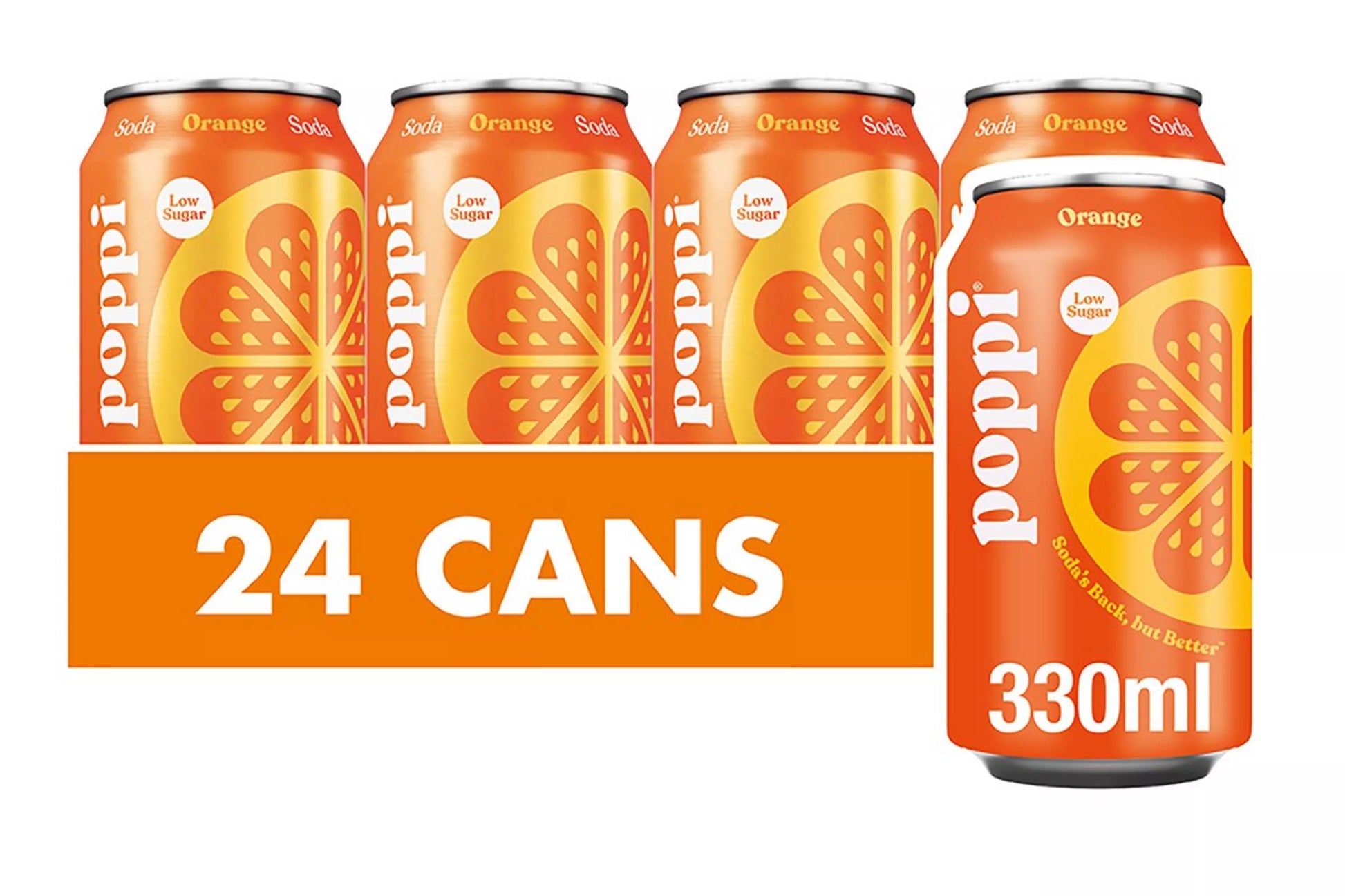 Poppi orange soda 24 x 330ml cans multipack