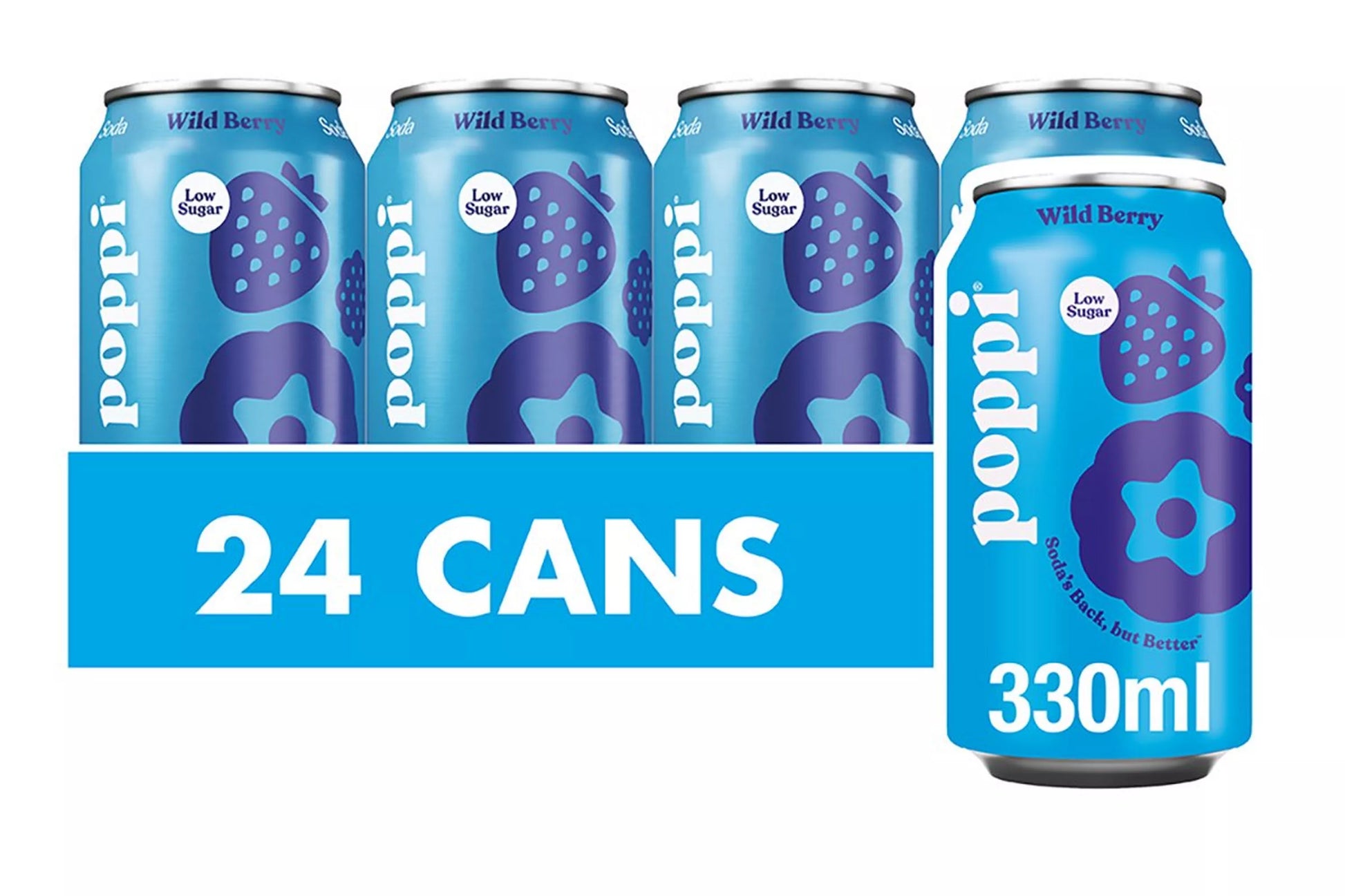 Poppi wild berry soda 24 x 330ml cans pack