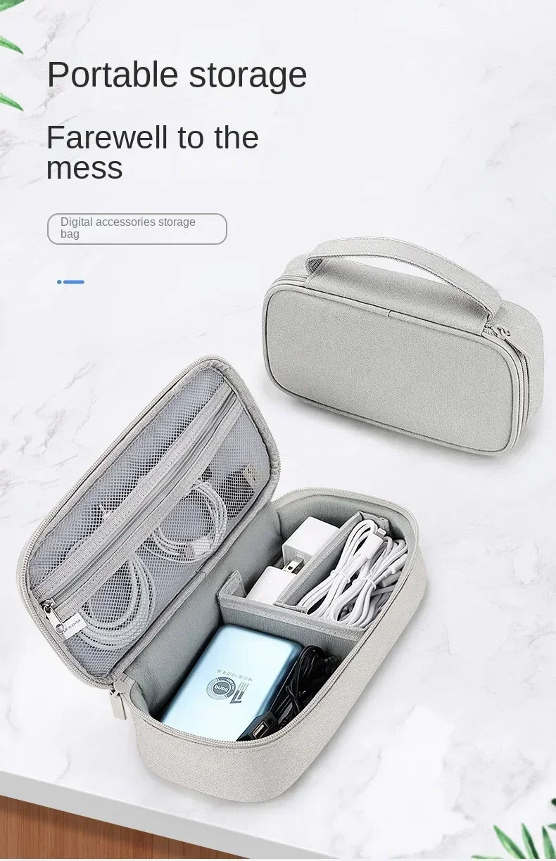 Portable cable storage pouch for business trips and holidays