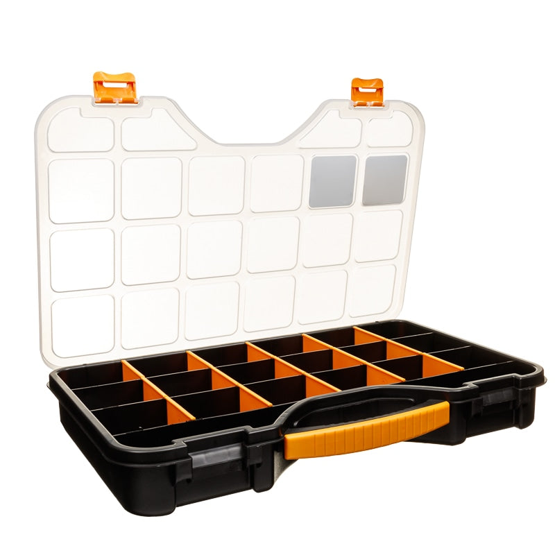 Clear lid storage case for tools and small accessories