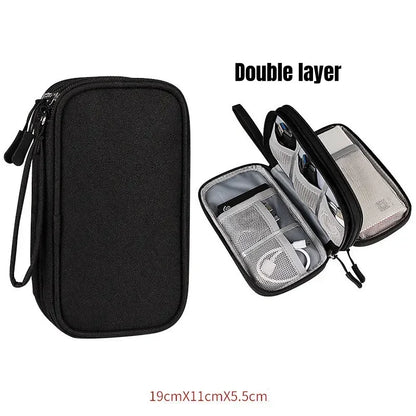 Portable tech organiser for charging cables and small electronics