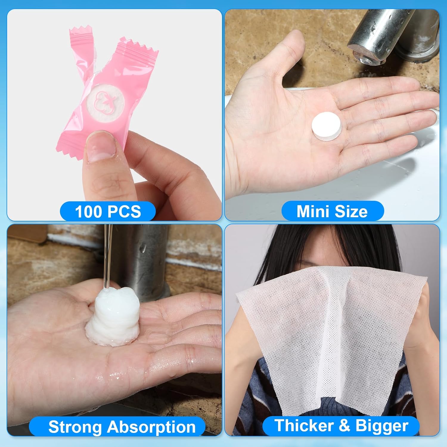 Soft cotton disposable face wipes 100 pack
