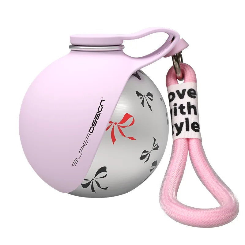 Stainless steel pet water bottle with built in bowl