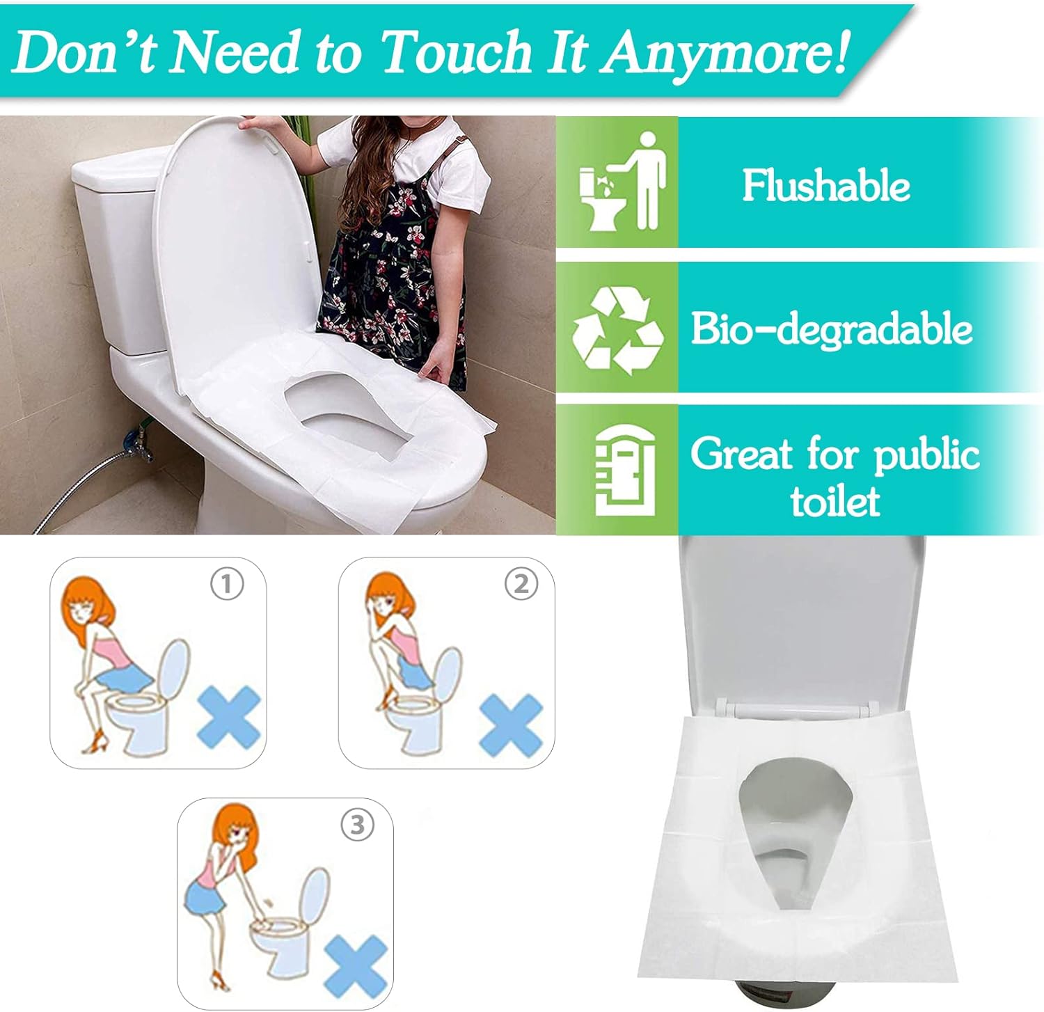 Hygienic flushable seat covers for travel use