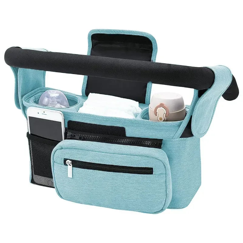 Pram diaper bag organiser with multiple compartments for essentials