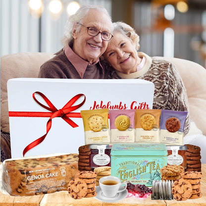 Premium collectible English tea tin with biscuits