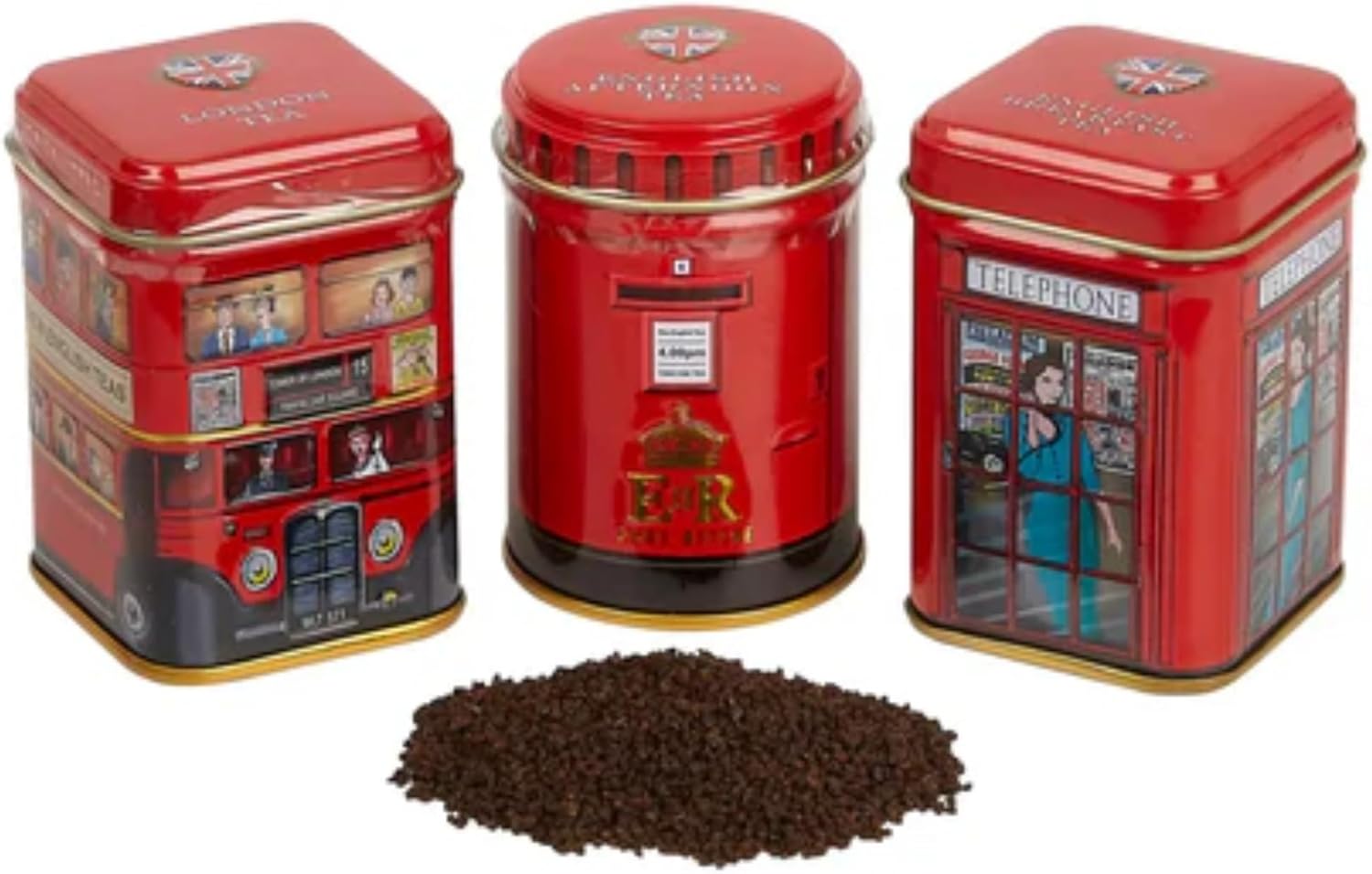 Reusable decorative tea caddies included in premium breakfast tea set