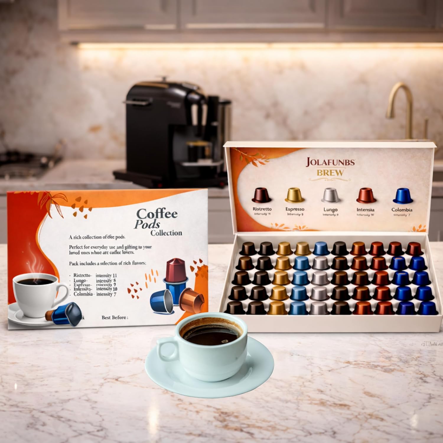 Intensity level coffee pods ranging from 7 to 11