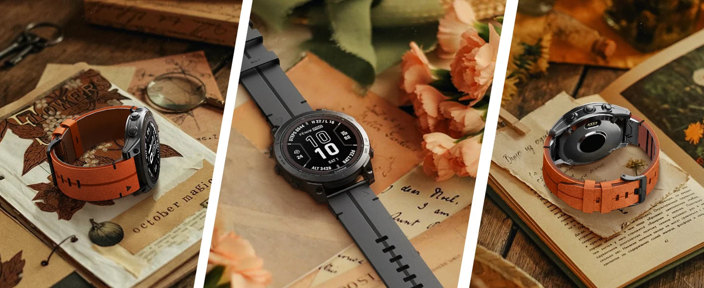 Business style leather watch band for Garmin