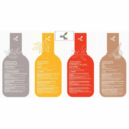 Garlic, chili pepper, lemon, and white truffle flavours