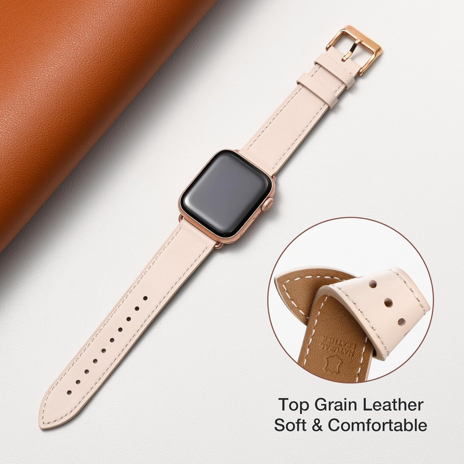 Adjustable leather smartwatch band for Apple Watch