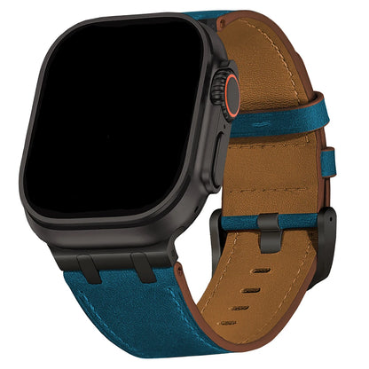 iWatch leather strap Series 9 8 lifestyle outdoor shot
