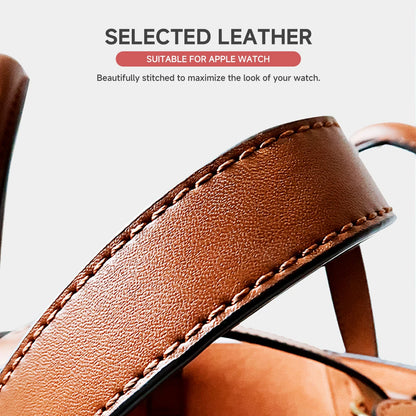Leather iWatch strap adjustment holes pin buckle secure fit