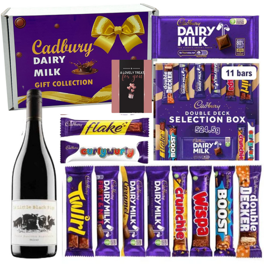 Premium hamper featuring red wine and chocolates