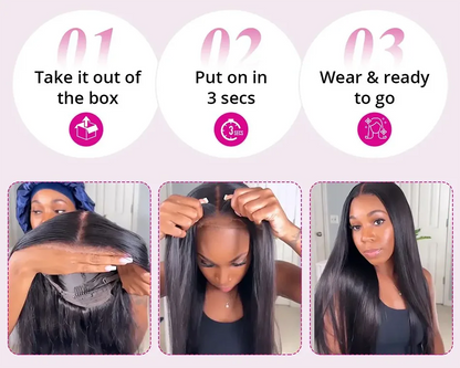 Long glueless straight wig ready for everyday styling