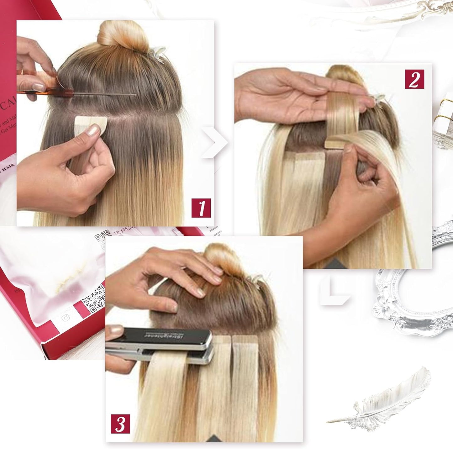 20 piece 50g pack of premium human hair extensions with tape