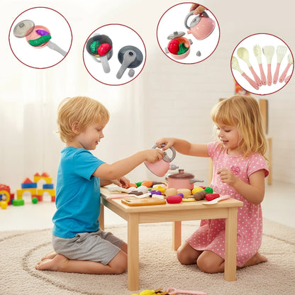 Pretend cooking toy set with play food for children