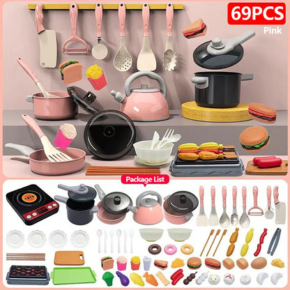 Kitchen toy gift set with food cookware and utensils for children