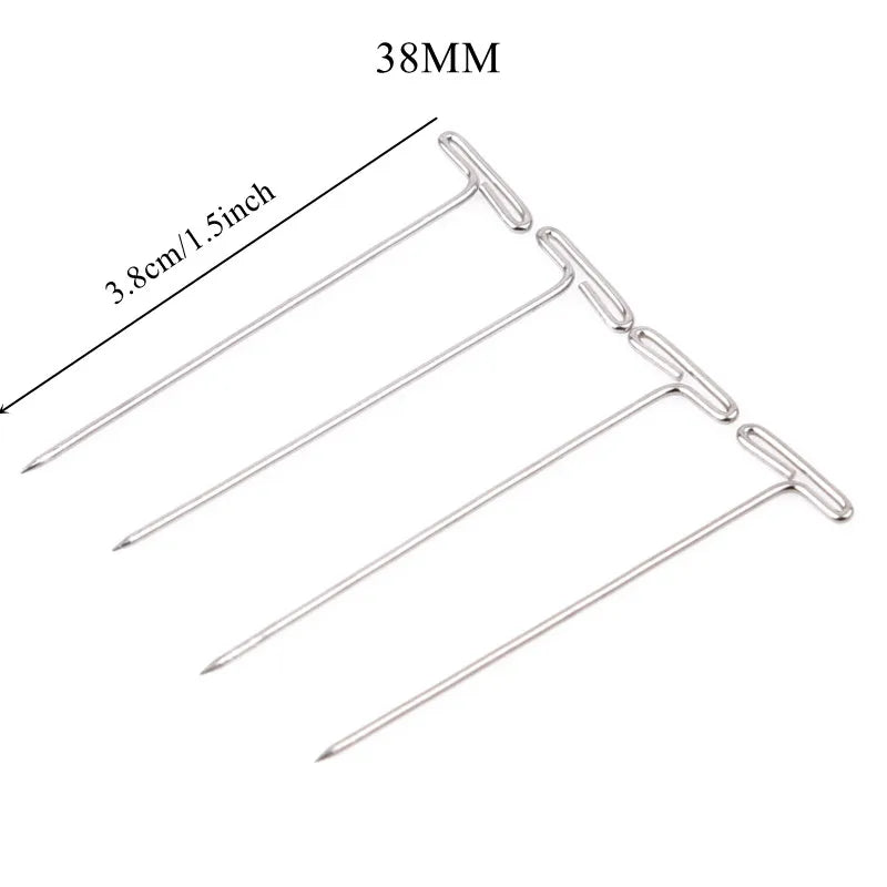 T pin 45mm 100pcs stainless steel knitting blocking needles