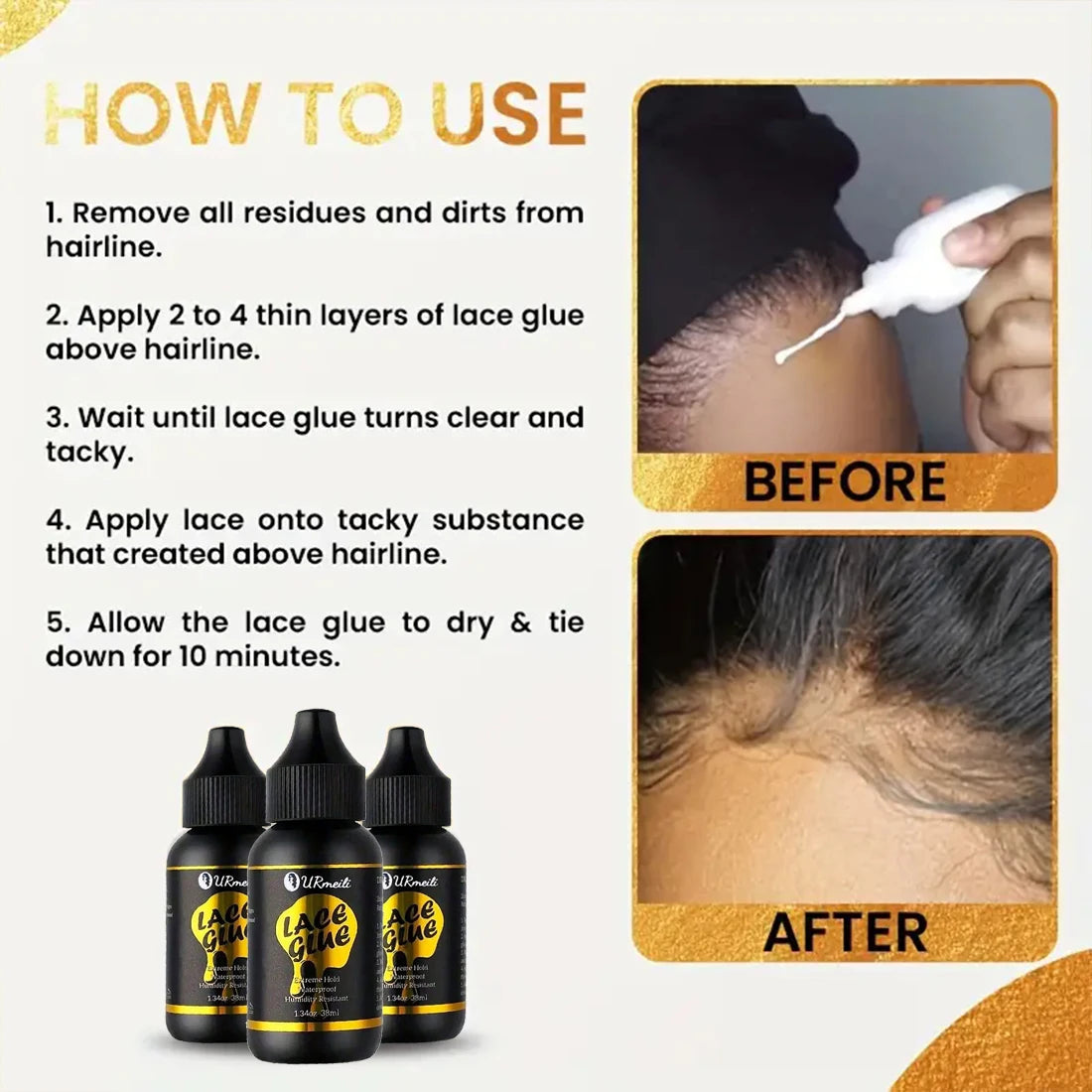 Lace front wig bonding and styling kit
