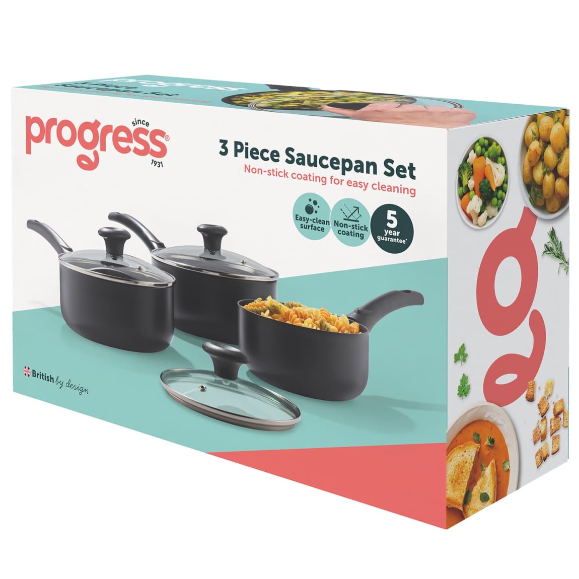 Progress saucepan set 3 piece with non-stick coating