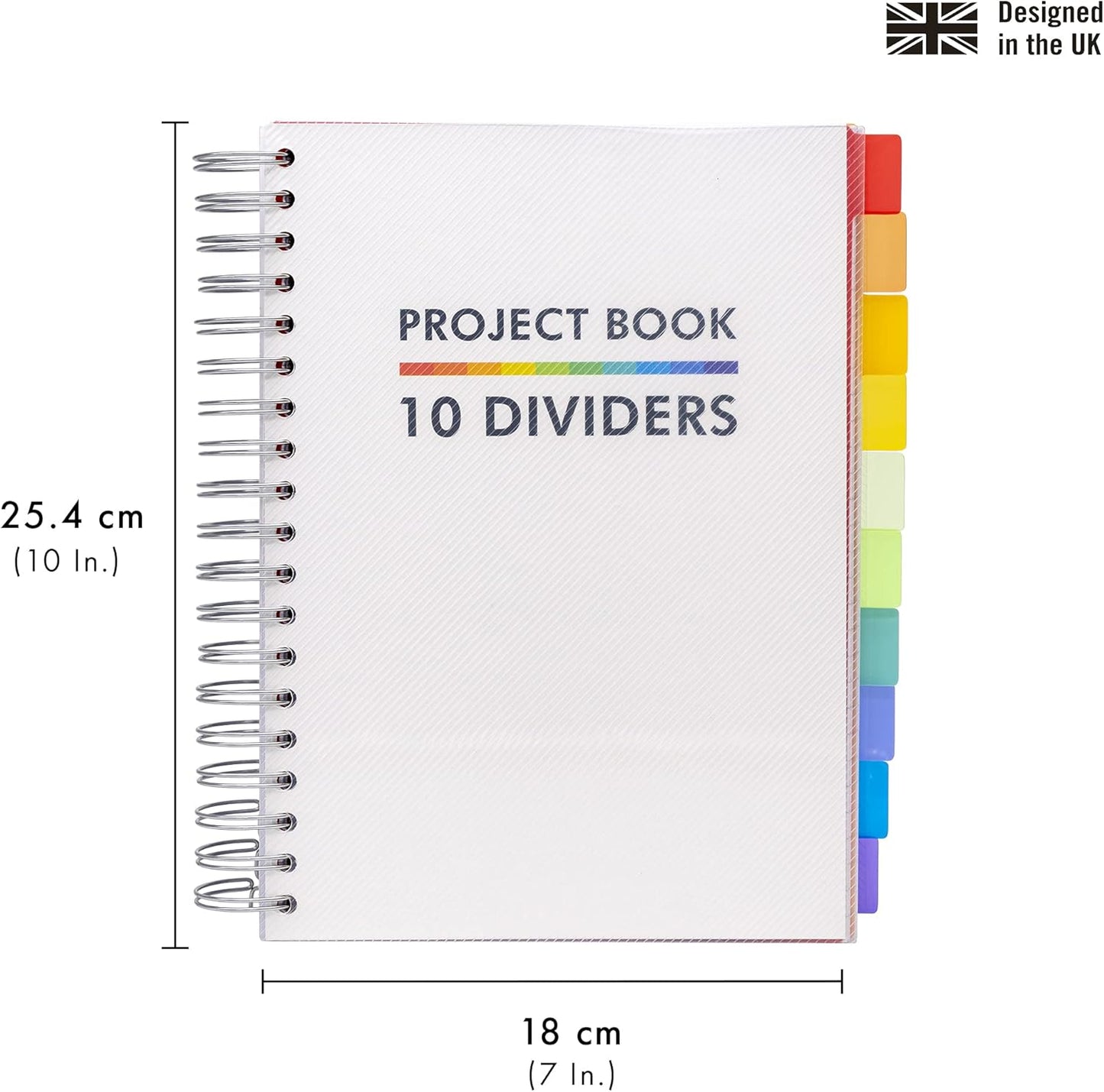 Organiser notebook with 200 sheets and repositionable dividers