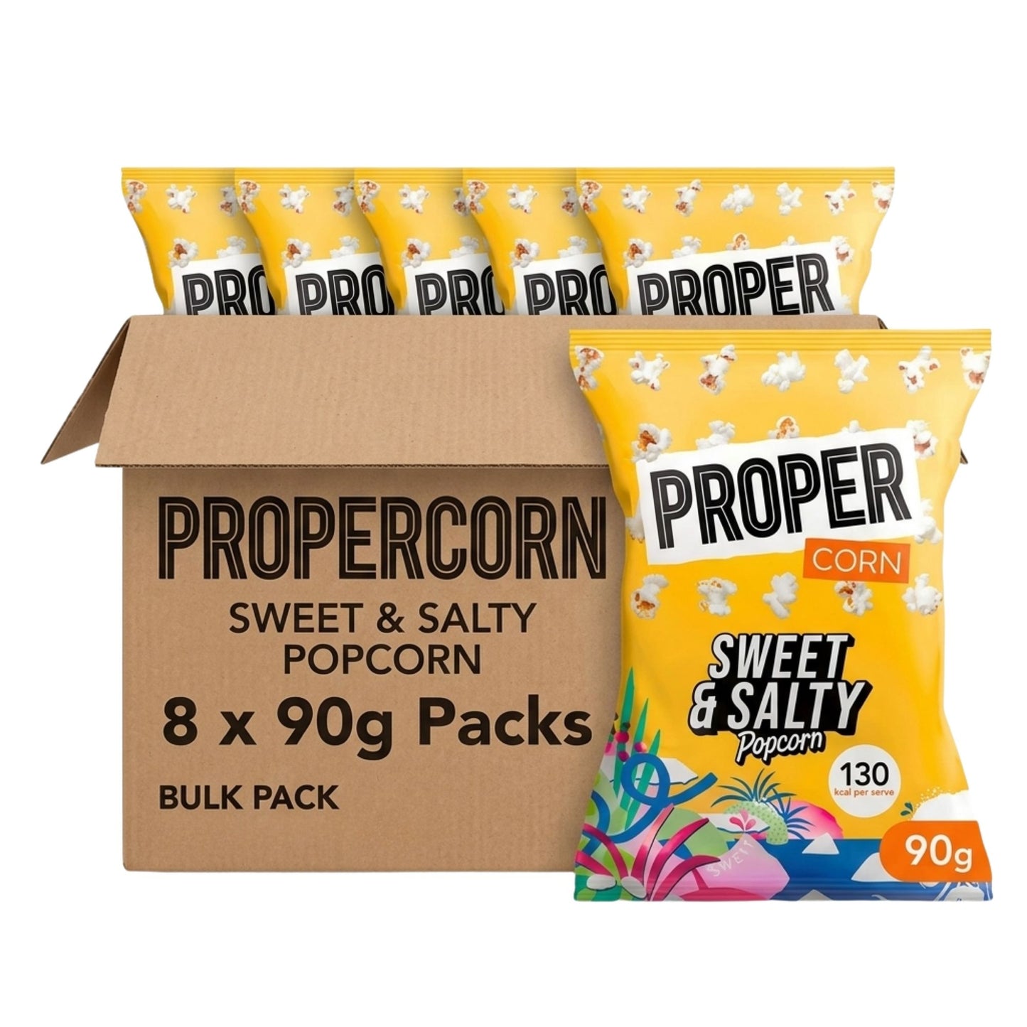 Propercorn sweet & salty popcorn 8 x 90g snack pack