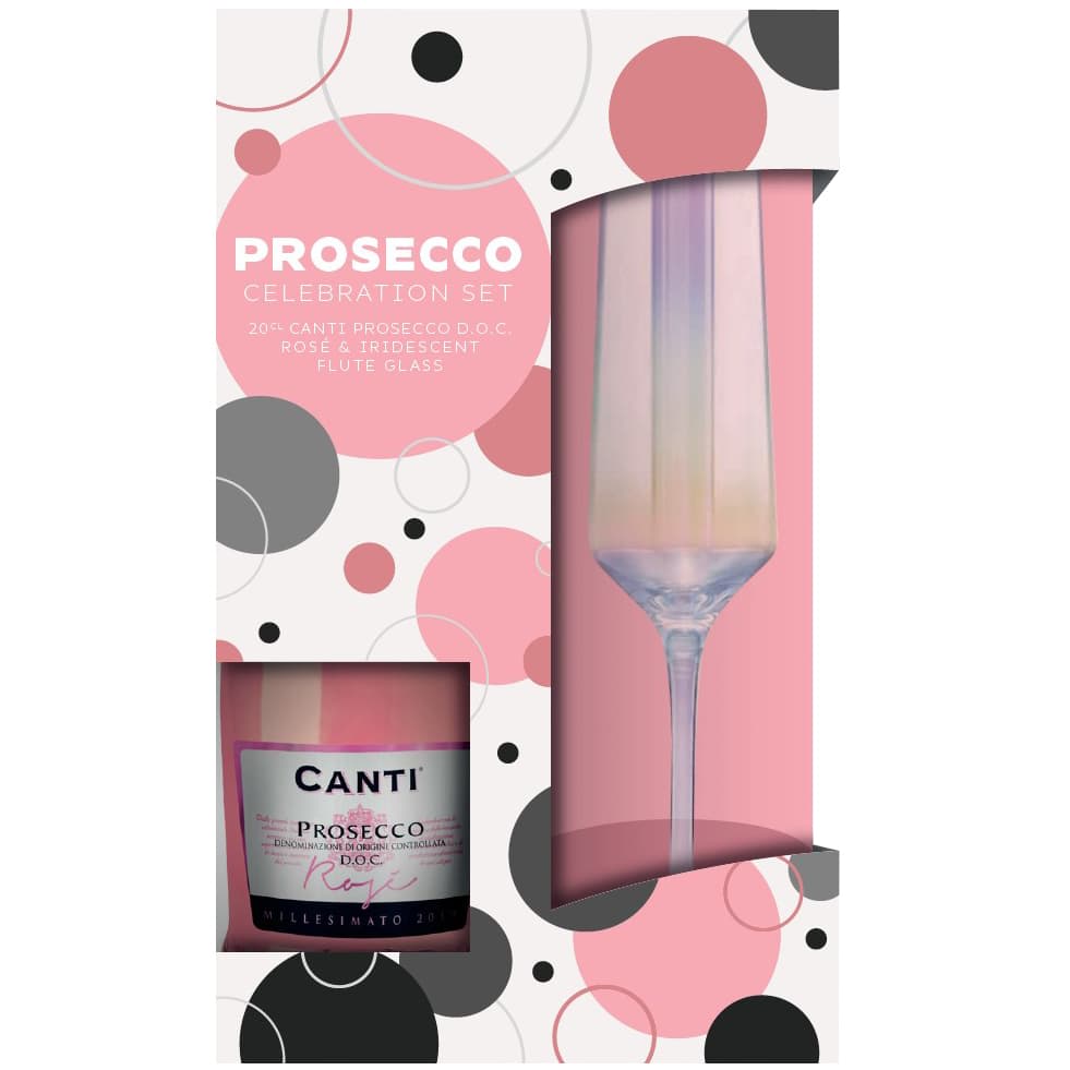 Prosecco gift set with 20cl bottle and iridescent glass