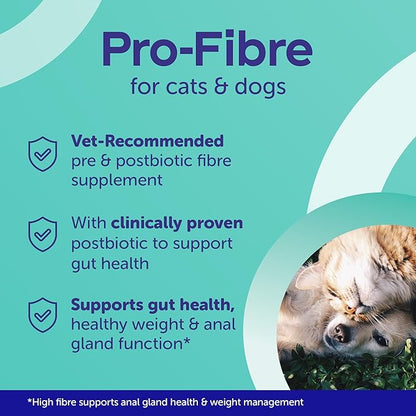 Protexin Pro-Fibre sprinkled on dog or cat food for easy feedin