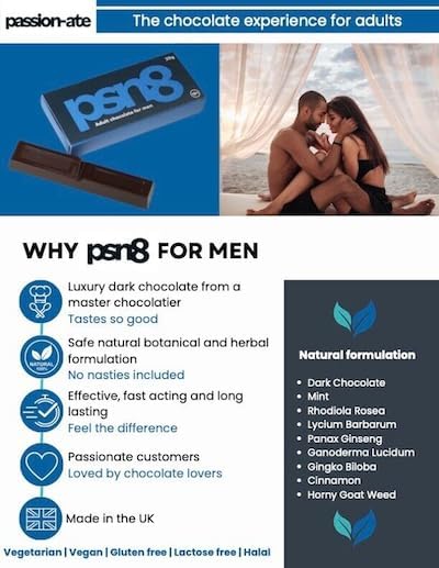 Luxury dark chocolate bar for adult men made in the UK