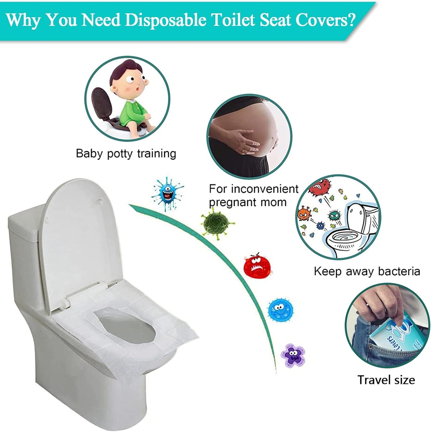 Compact travel toilet seat cover pack