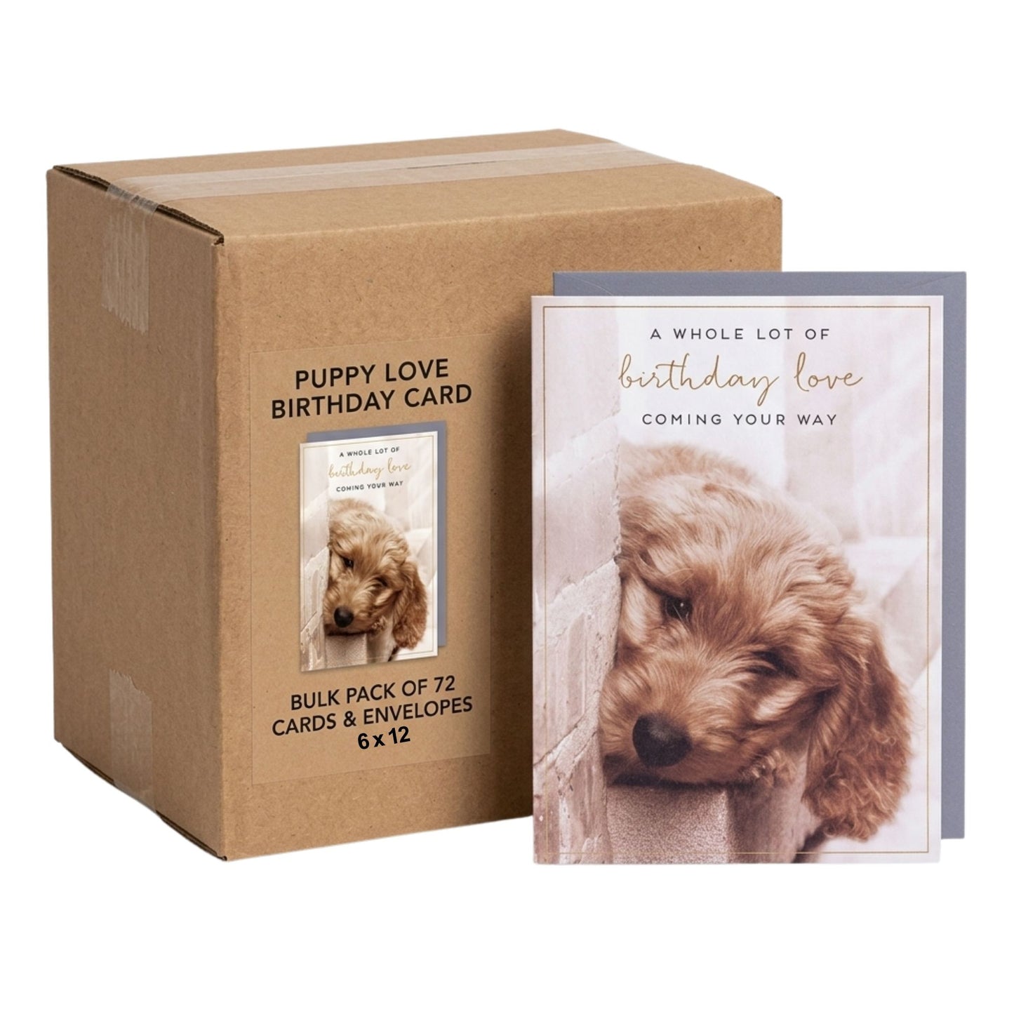 Puppy love birthday card 72 pack dog design