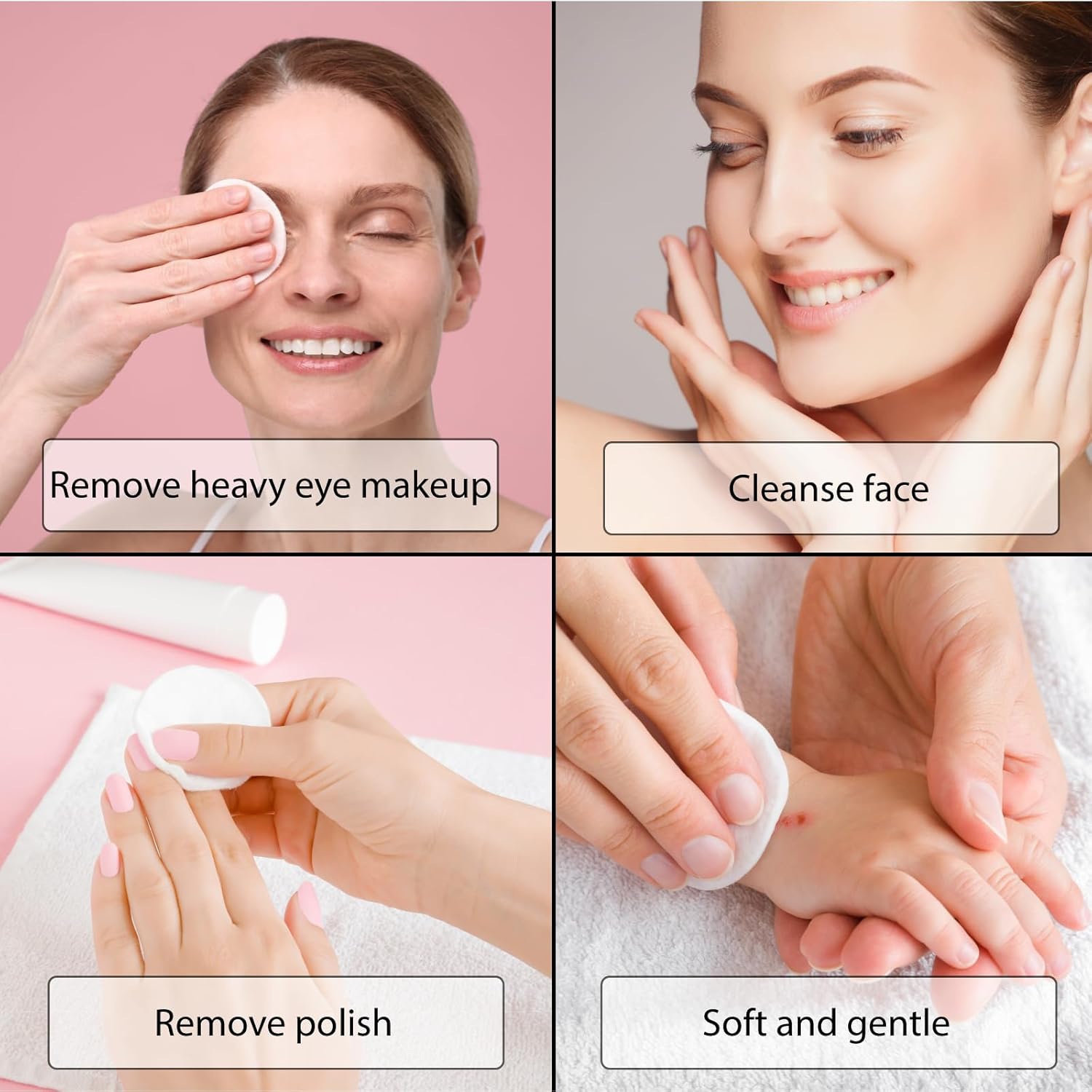 Pure cotton wool pads ideal for skincare, cleansing, and medical use