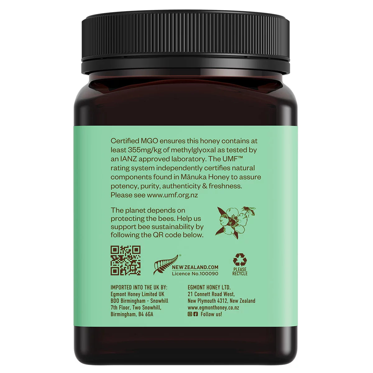 High potency antibacterial Manuka honey jar