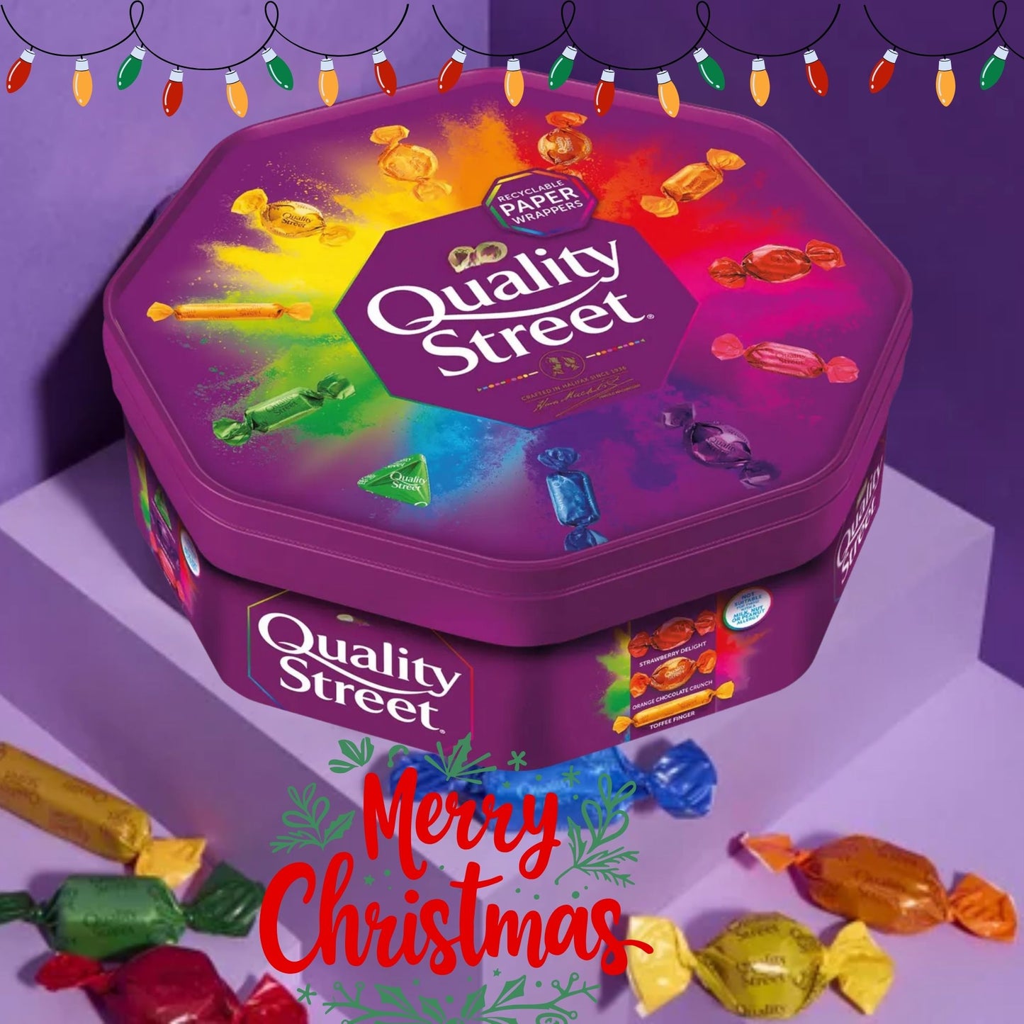 Quality Street 3 pack of 550g tubs with assorted chocolates for family sharing