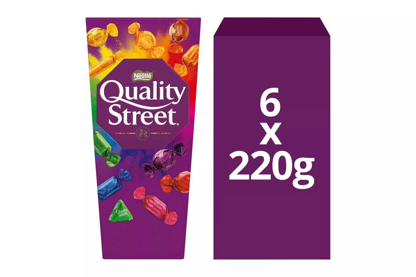 Six cartons of Quality Street chocolates 220g each