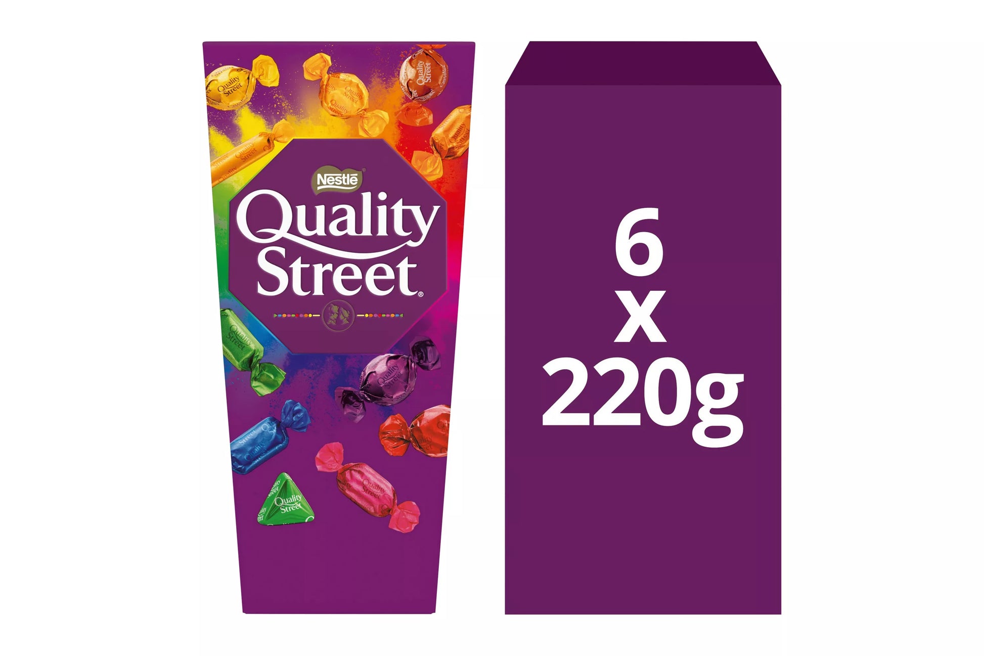 Six cartons of Quality Street chocolates 220g each