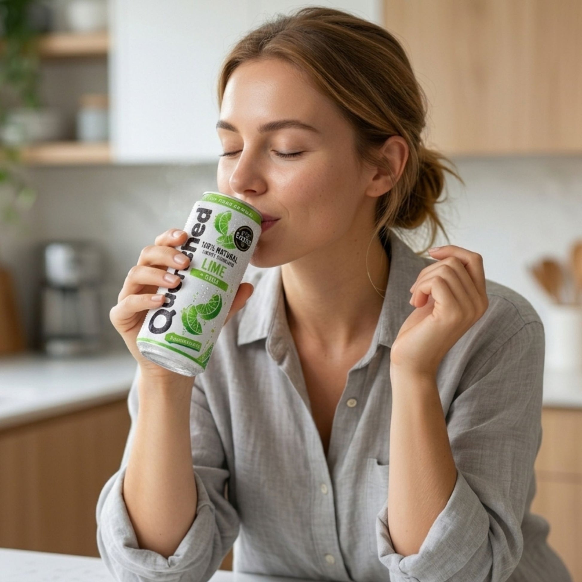 Lightly fizzy lime flavoured soda drink cans