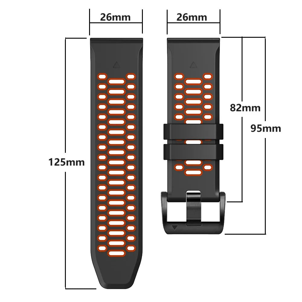 Breathable QuickFit silicone band black gray Garmin Fenix 7 8