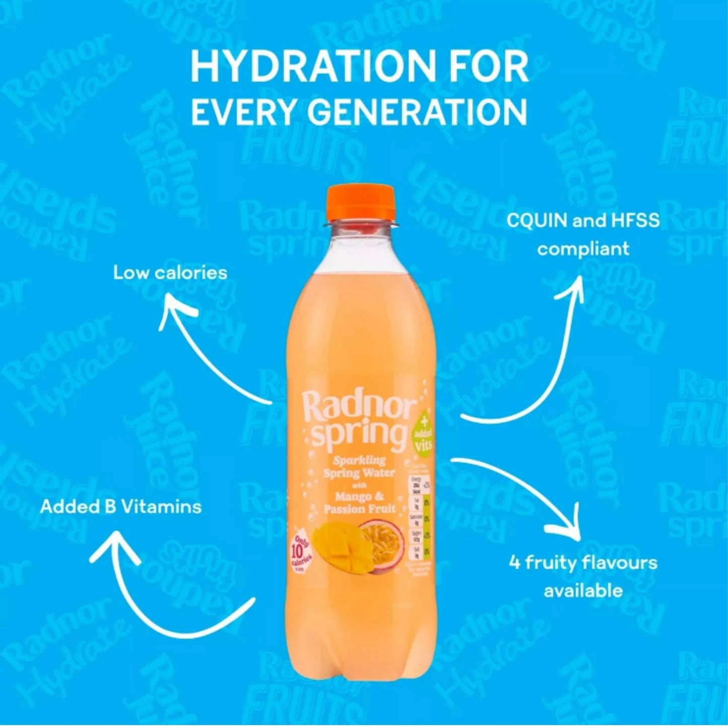 Mango passionfruit flavoured sparkling water