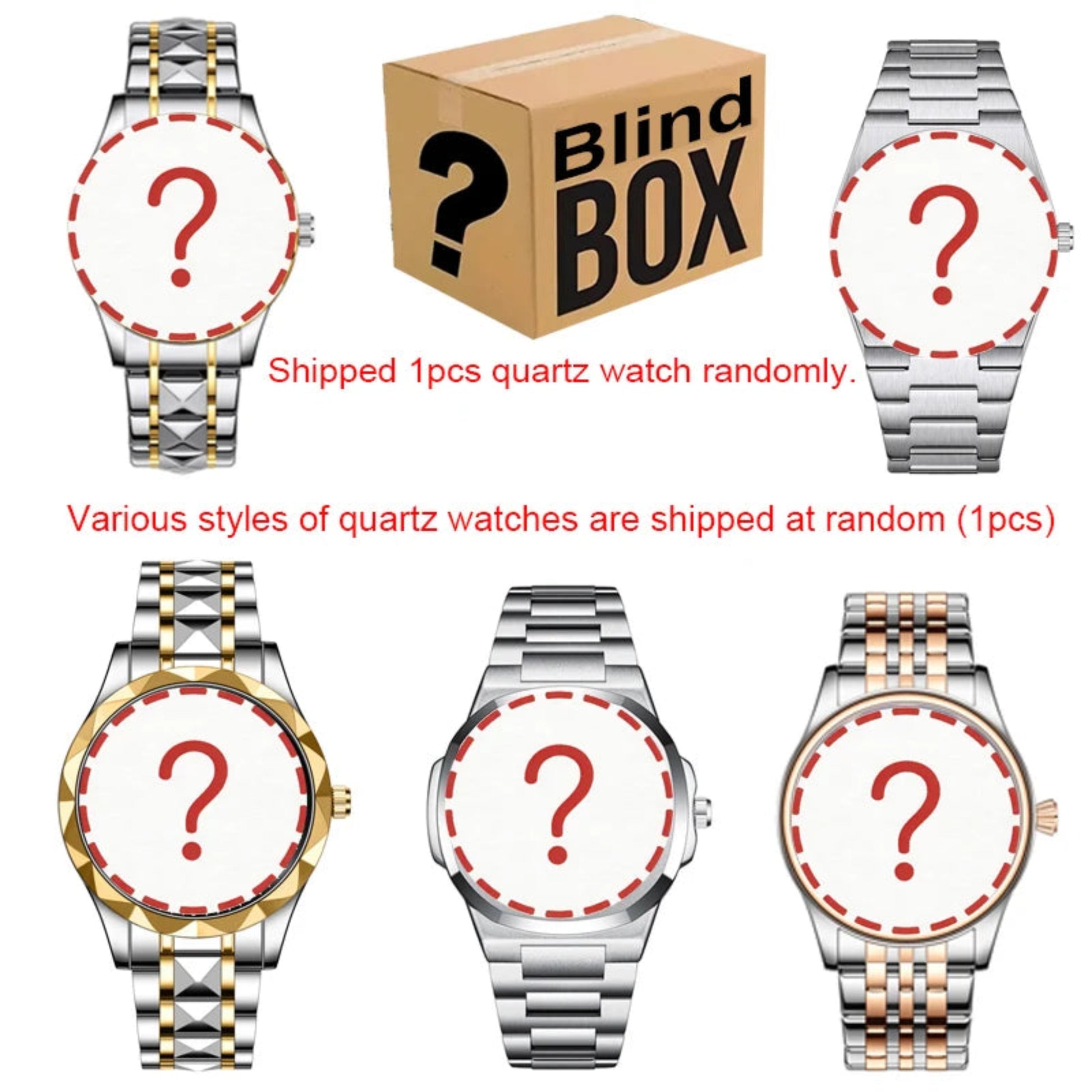 Random luxury quartz watch mystery gift surprise 1pcs stainless steel