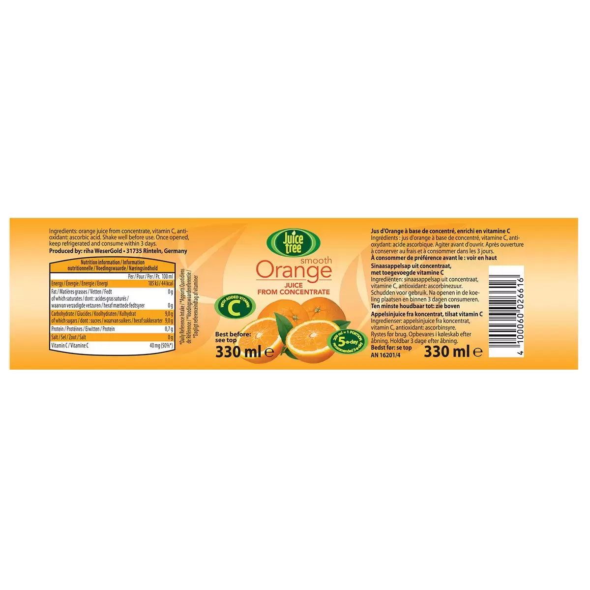 Orange juice in 330ml cartons