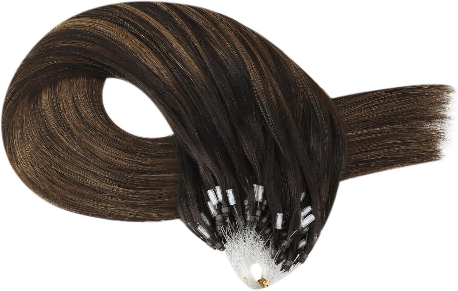Micro bead hair extensions human hair balayage blend