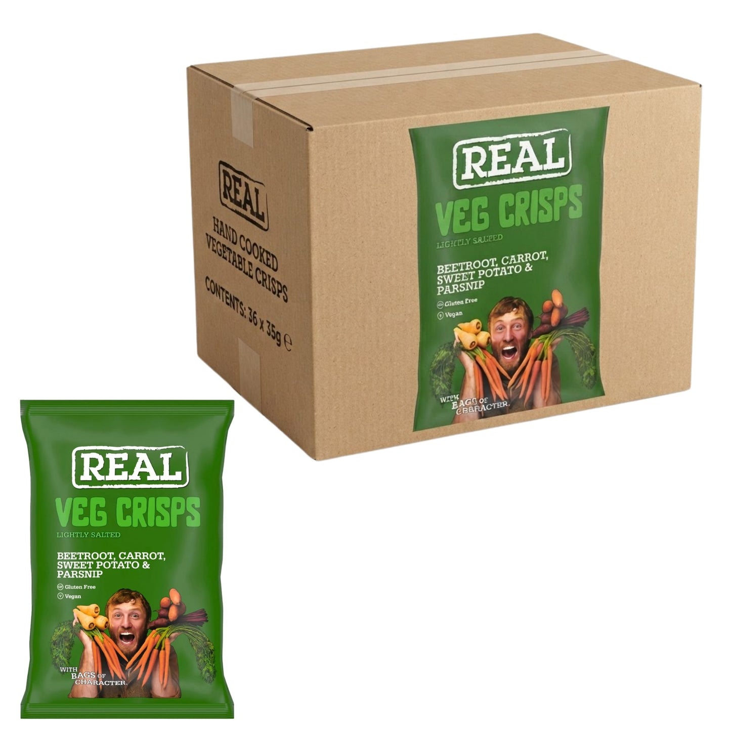 Real Hand Cooked Vegetable Crisps 36 x 35g